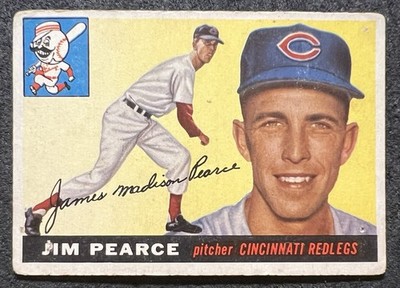 1955 TOPPS JIM PEARCE (CINCINNATI REDLEGS) HIGH #170 4 SMALL PIN HOLES