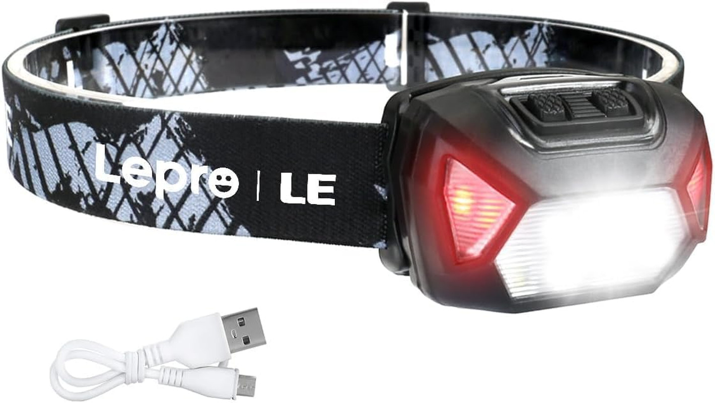Torche Frontale LED Puissante D5000 Eclairage Mains Libres 2000LUX pour Bivouac et VTT Nocturne