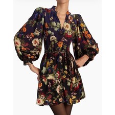 Alice + Olivia Antonette Floral Belted Long-Sleeve Mini Dress Size 2 NWT