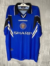 Manchester United Vintage Jersey Blue 1995 1996 1997 Sharp Umbro Men Sz X-Large