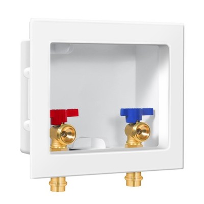 Washing Machine Outlet Box with Center Drain, 1/2 Inch Press x3/4 Inch MHT, Wash