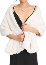 Aukmla Long Wedding Faux Fur Wraps and Shawls Wedding Bridal Stole for Brides an