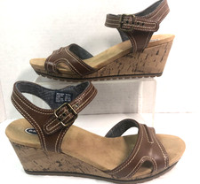 Dr Scholls Womens  Wedge Sandals Size 9.5 Brown  Cork Heel Slingback Buckle #H