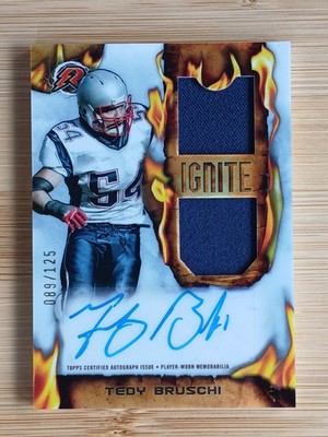 2023 Topps Resurgence Ignite Tedy Bruschi White Surge Refractor Patch Auto /125