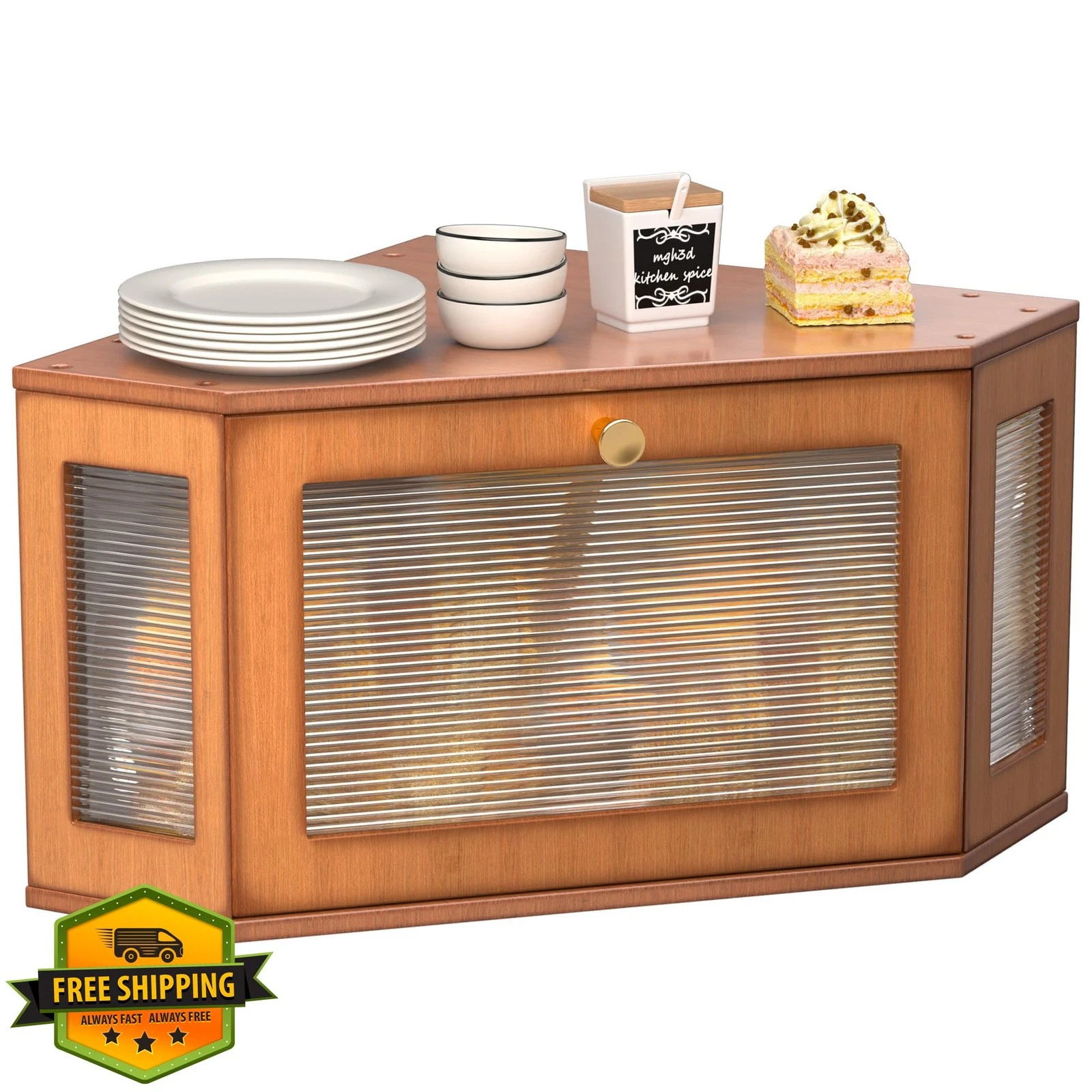 TQQDCI Bamboo Corner Bread Box Vintage