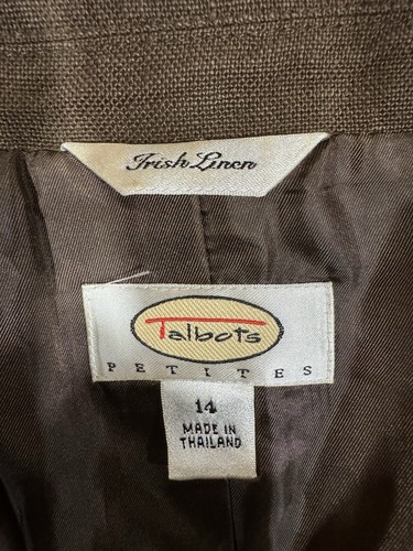 Talbots Vintage Irish 100% Linen Blazer Jacket Brown Women’s 14 Fall Staple🍁 - Picture 3 of 4