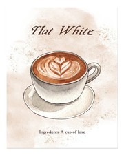 Charming Coffee Poster Wall Art - Flat White Cup Design Fine Art Print