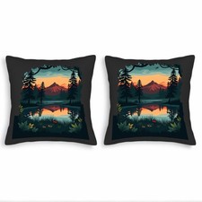Serene Landscape Throw Pillow Covers - Set of 2 18x18in Cushion Cases