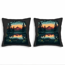 Serene Landscape Throw Pillow Covers - Set of 2 18x18in Cushion Cases