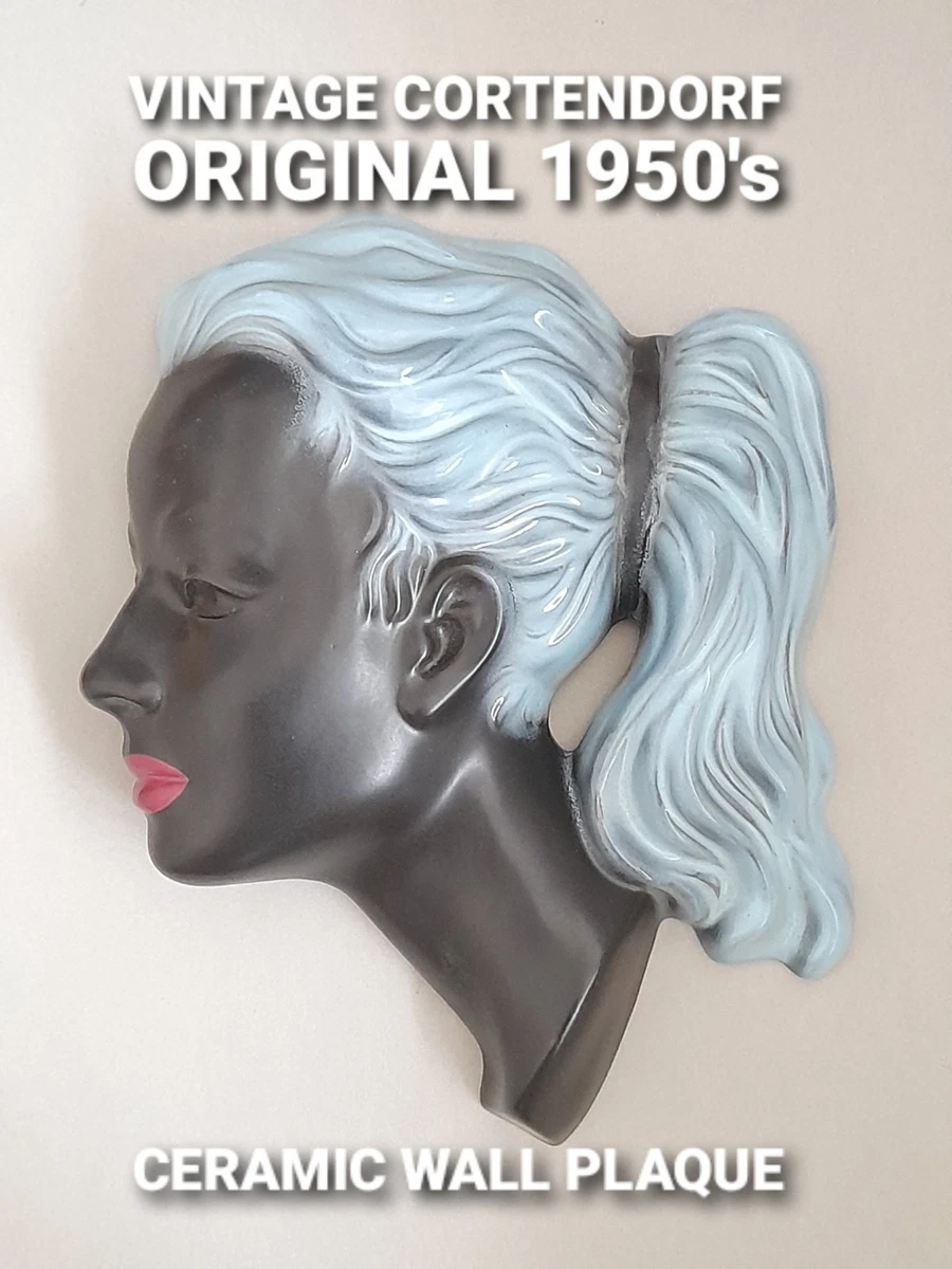 50er 60er Cortendorf Rs Céramique Mur Image Tête de Femme