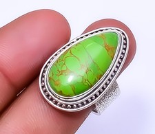 Copper Green Turquoise 925 Sterling Silver Ring S.9 R26811637, Christmas Gift
