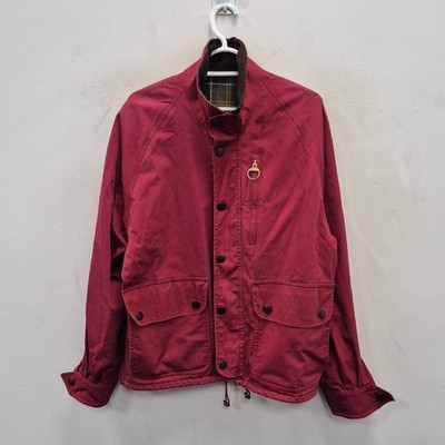 Barbour A894 Beaulieu Lightweight Red Zip Cotton Country Coat Jacket Size Medium