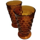60's Indiana Glass Co Whitehall Cubist Amber 6" Pedestal Base Drinking Glasses — photo 5
