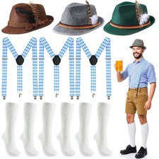 9Pcs Oktoberfest Hat Costume Accessories Bulk German Men Outfit