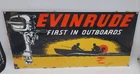 Vintage Evinrude First In Outboards Distressed Porcelain Enameled Metal Sign