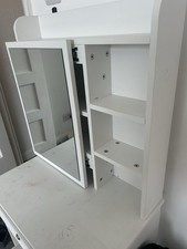 White Dressing Table Vanity 60x40x80cm Rectangular Mirror, 4 Shelves, Stool