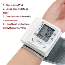 Automatic Wrist Blood Pressure Monitor with Large LCD Screen - Adjustable Cuff