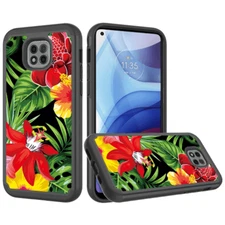 for Moto G Power 2021 Beautiful Design Leather Hybrid Case Cover Flower Blossom