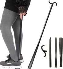 Fanwer Shoe Horn Long Handle for Seniors - 33.5" Long Dressing Stick, Sock Remov