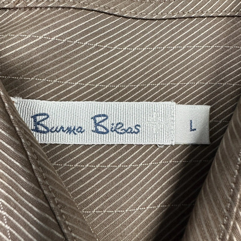 Burma Bibas Shirt Mens Large Brown Button Down Rayon Polyester Long Sleeve - Image 2 of 4