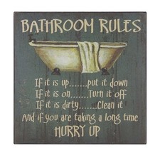 Bathroom Rules Funny Toilet Sign Shelf Sitter Wall Art Door Decor Print 5" x 5"