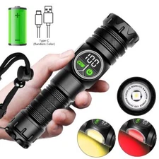 Super Bright USB Rechargeable Flashlight, Wide Beam, Handheld, Outdoor Torch