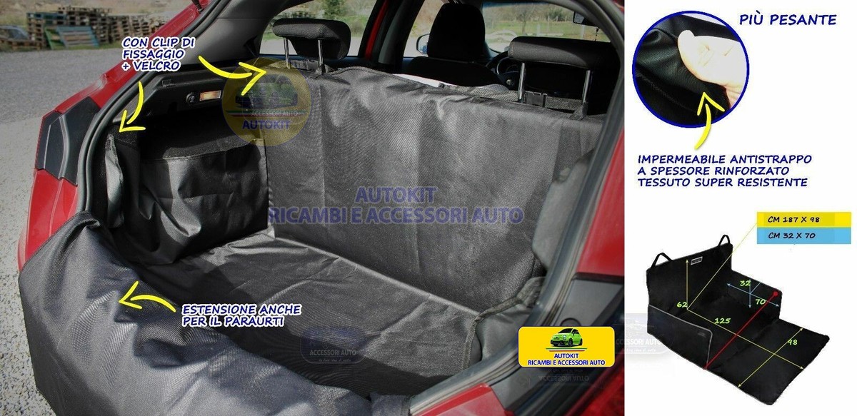 Telo Bagagliaio Impermeabile Per Fiat 500X E Cross | Copertura Con Protezione Laterale E Paraurti, 185x105 Cm