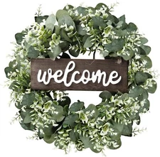 Artificial Eucalyptus Garland with Welcome Sign Greenery Garland