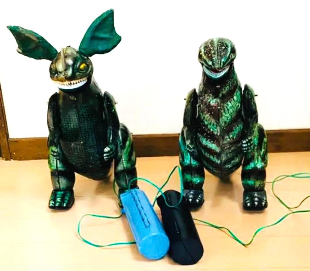 未使用 WF2025冬 サンガッツ本舗 マンダ&バラン ゴジラ 少年リック Bullmark Godzilla & Marusan Baragon tin toy Made In Japan