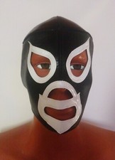 SANTO BLACK  WHITE  LUCHADOR/WRESTLER MASK  AWESOME CLASSIC HANDMADE MASK