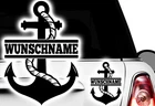 1x sticker desired name maritime anchor sailboat lifebuoy steering wheel compass V