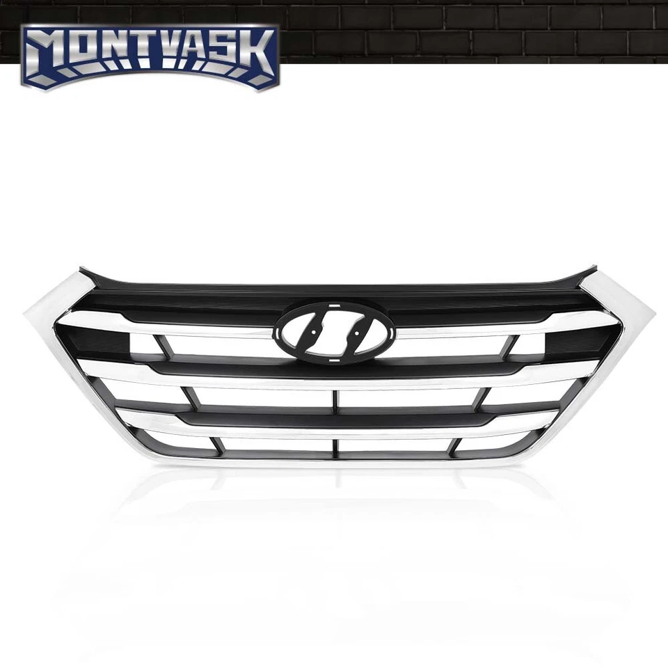 Parachoques delantero apto para Hyundai Tucson 2016-2018 parrilla inferior negro y cromado Foto 2 de 4