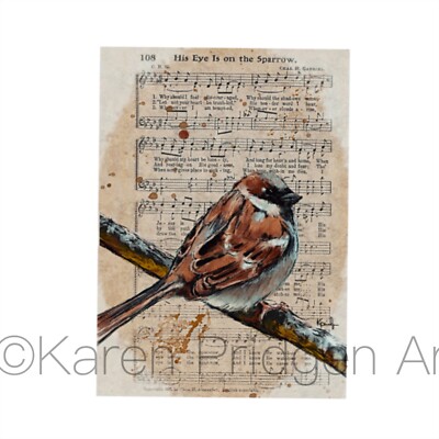 Limited Edition ACEO Art Print /25 Sparrow Collage Gift Idea Bird Lovers