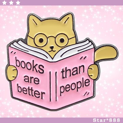Kätzchen Katze Lesebuch Emaille Pin Anstecker süß Kawaii Zitat Nachricht Neuheit Geschenk