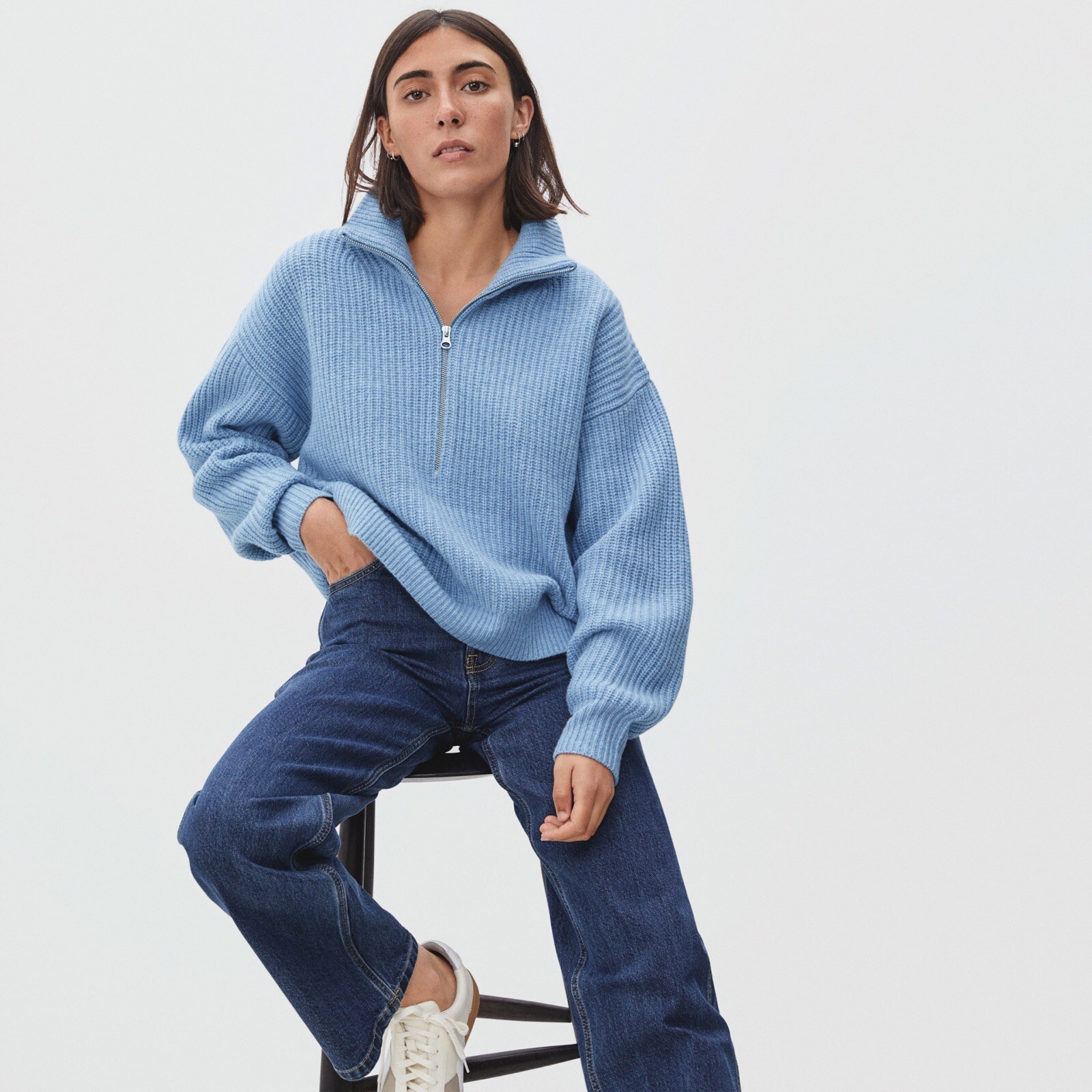 everlane merino half zip sweater