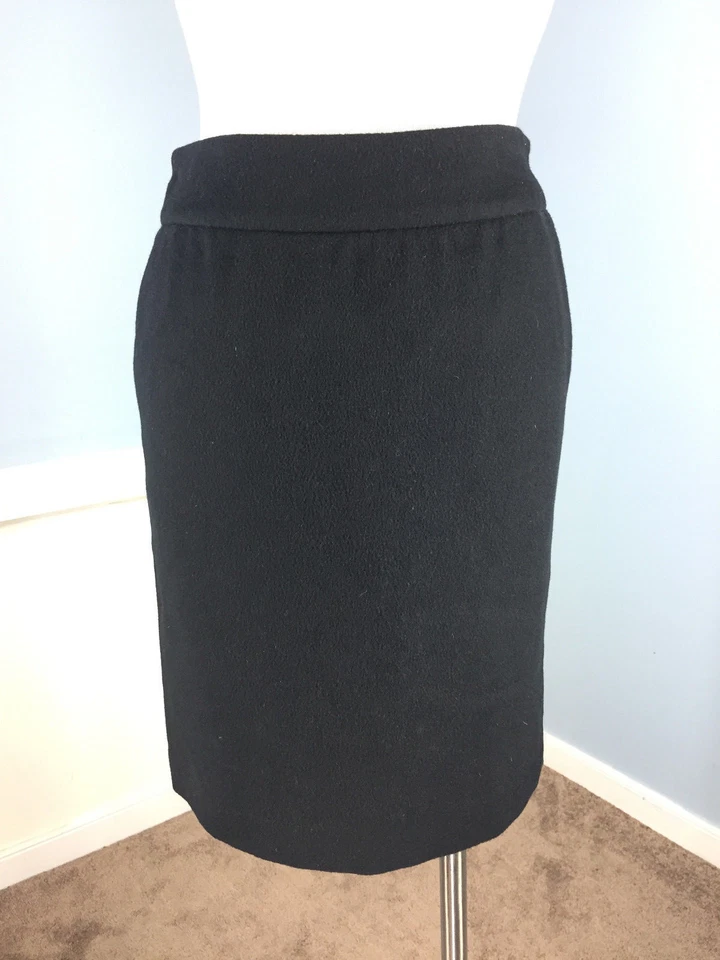 Saia lápis J McLaughlin XS 0 preta lã cashmere reta carreira coquetel