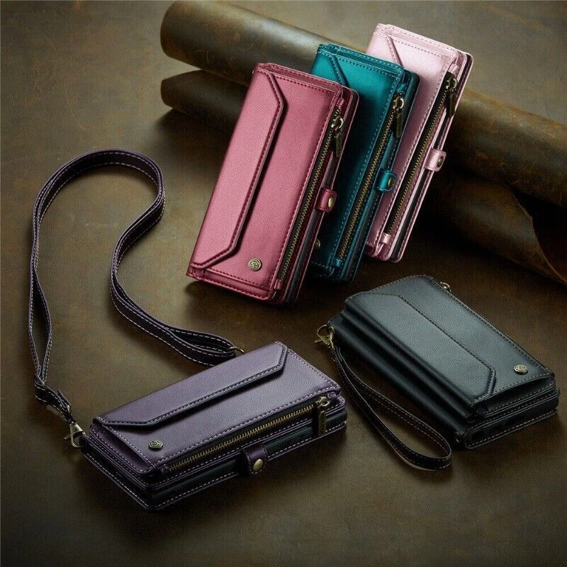 Leather Crossbody Wallet Phone Case For iPhone 16 15 14 13 12 11 Pro Max XR XS - Image 3 of 4