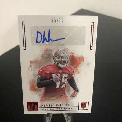 Devin White 2019 Impeccable Red Ruby Rookie Auto /75 Tampa Bay Buccaneers 