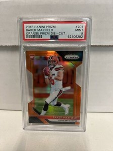 BAKER MAYFIELD RC 2018 Prizm Rookie Orange Die Cut Prizm /249 PSA 9 COO