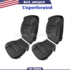 Driver Passenger Bottom Top Leather Seat Cover Blk For 15-19 Silverado 1500 2500