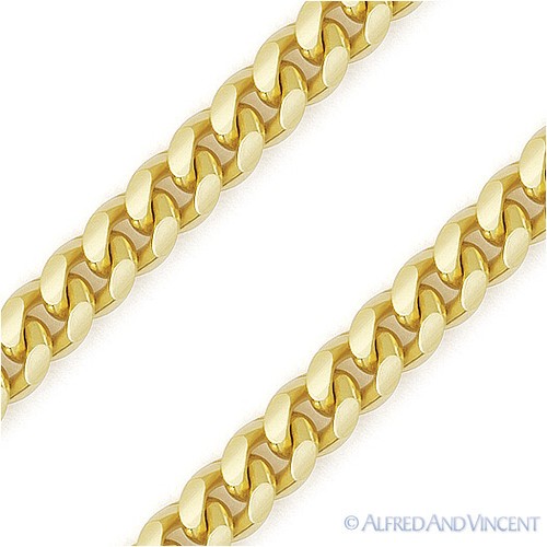 Collar de cadena chapado en oro amarillo 14k Miami Cuban Link de 3,5 mm - Imagen 2 de 2
