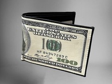 Hundred Dollars Bill Printed Leather Wallet Billetera De Piel Impresa 100 Dls