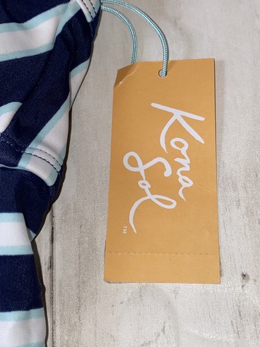 Kona Sol Tankini Damen klein marineblau weiß gestreift offener Rücken Badeoberteil Target S - Bild 3 von 7