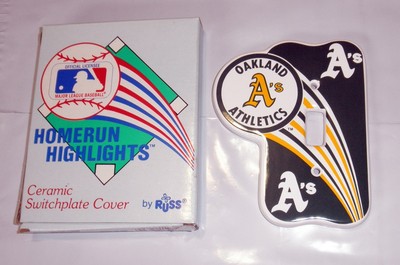 MLB OAKLAND A'S ATHLETICS OLD VINTAGE ERAMIC CLASSIC RUSS CO SWITCHPLATE COVER