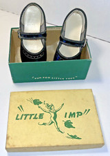 Vintage IMP Shoes Baby Black Patent Leather Mary Jane Buckle In Box Sz 6 1947