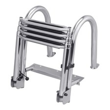 WhiteWater B00351PL-WS -Rear Entry Folding Pontoon Boat Ladder  304 SS  4 Step
