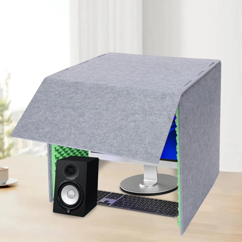 Cubierta insonorizada portátil verde para escritorio de grabación de sonido de estudio Foto 3 de 4