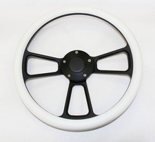 14" Bronco Econoline F100 F150 F250 F350 Truck White on Black Steering Wheel