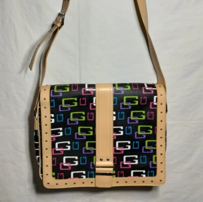 90s 00s y2k Guess Brand Monogram Crossbody Laptop Bag
