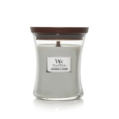 Medium Hourglass Lavender Cedar Candle Long Lasting Soy Wood Wick US Made